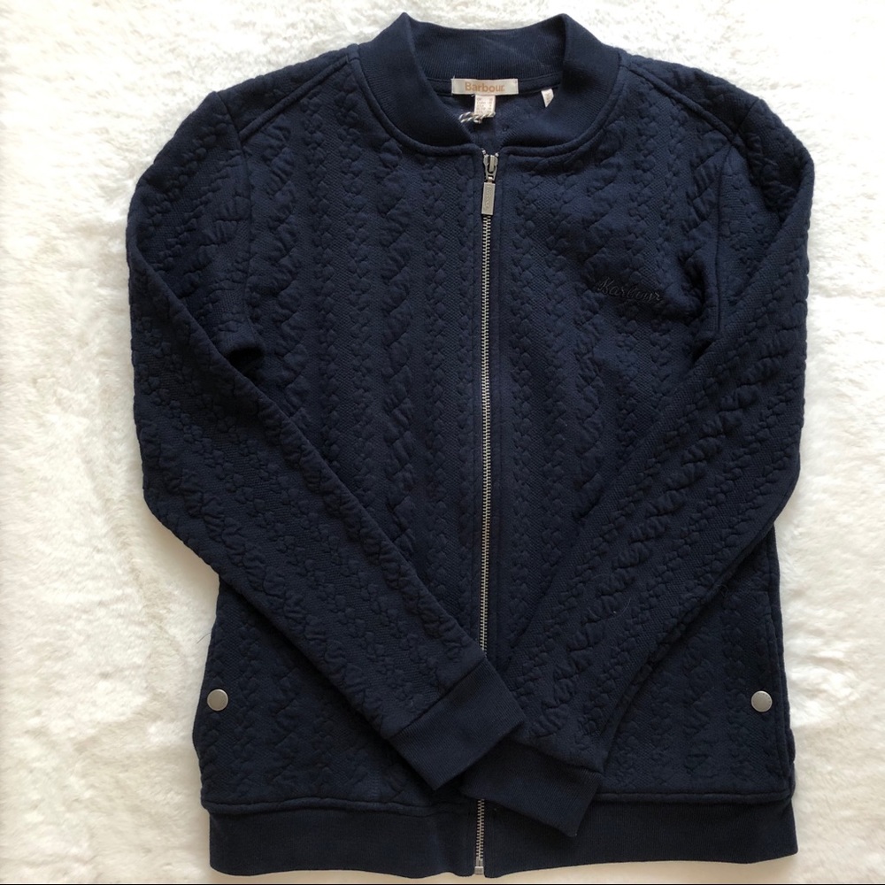 Barbour Kelsey Jacquard Bomber Jacket in Navy